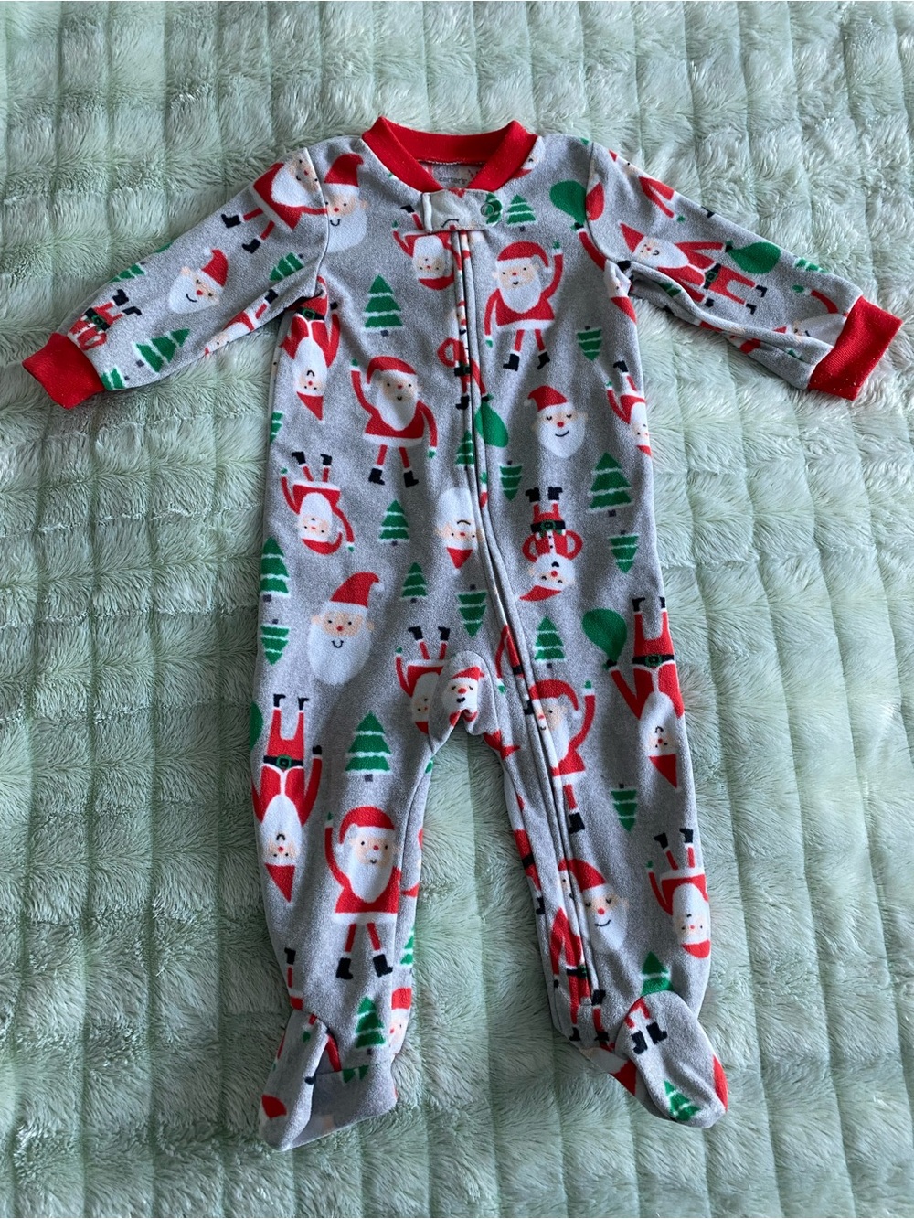 Baby Santa/Christmas Footed Pajamas — 9m